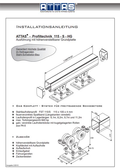 Montageanleitung ATTAS-Profiltechnik FST115